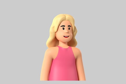 Preview: Cartoon girl in pink dress