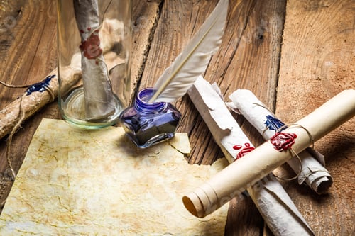 Preview: Writing ancient feather letter and send it in a bottle