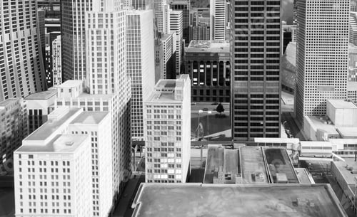 Preview: Miniature Chicago Downtown Buildings And Skyscrapers Installation, 3D Miniature City Model In Black