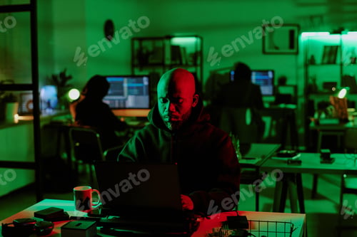 Preview: African American Man Coding Tiredly