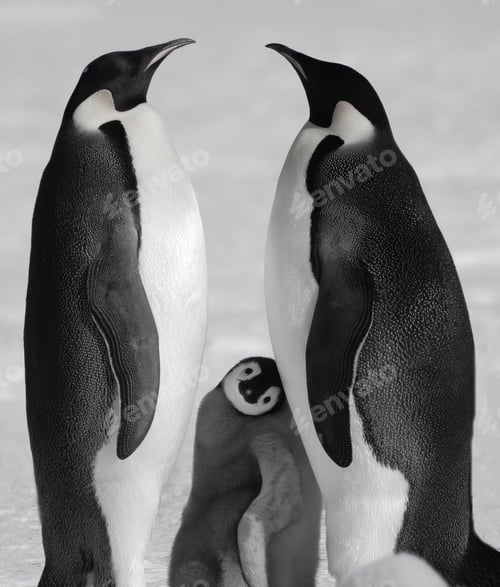 Preview: Vertical shot of beautiful penguins during winter