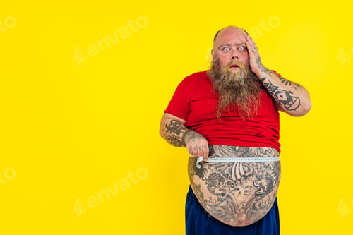 Preview: Man measuring his belly after being on a diet