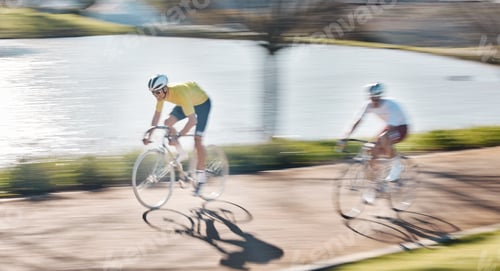 Preview: Fast, bike and men in competition, training and fitness for wellness, healthy lifestyle and freedom