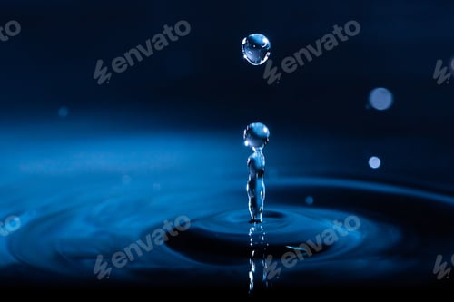 Preview: abstract background of blue water splash falling drop on liquid wave