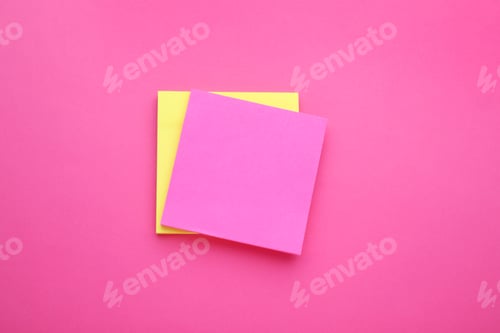 Preview: Paper notes on pink background, top view