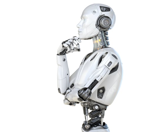 Preview: Human like a robot in a pensive posture