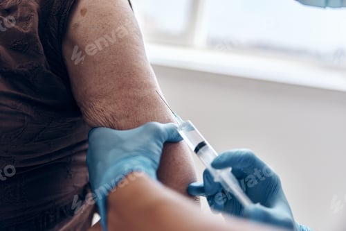 Preview: doctor with a syringe vaccine passport health care