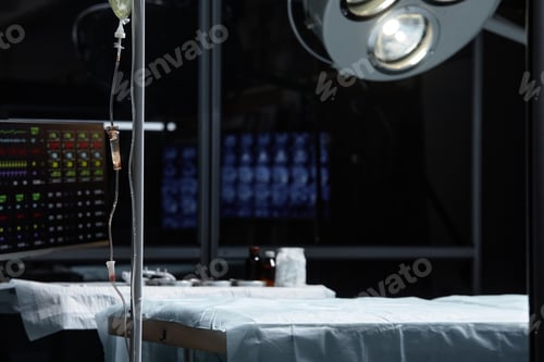 Preview: Operating Room with IV Drip and Medical Monitors