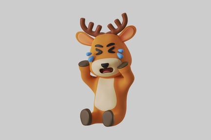 Preview: Cartoon crying reindeer character