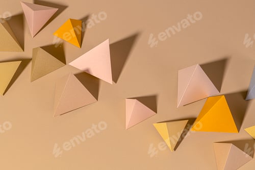 Preview: 3D pyramid paper craft on a beige background