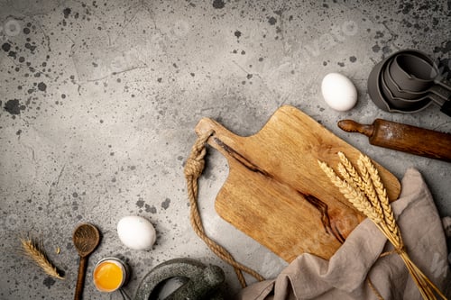 Preview: Baking utensils and ingredients.