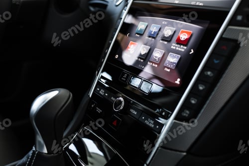 Preview: details of stylish car interior, leather interior