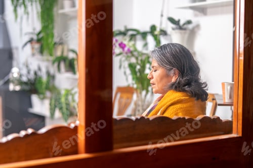 Preview: Senior woman relaxing at home, enjoying peaceful retirement