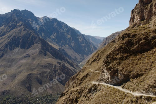 Preview: View of valley and mountain path, Colca Canyon, Peru