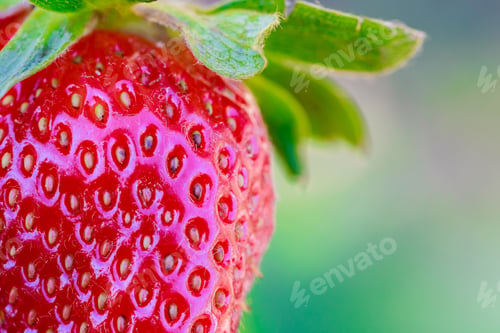 Preview: Macro red and ripe strawberry with details.