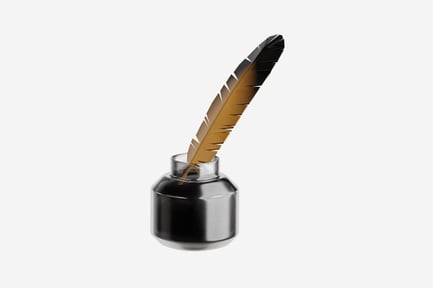 Preview: 3D Quill Pen in Inkwell Still Life