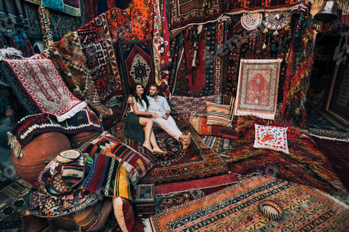 Preview: Happy couple in the store. Couple in love in Turkey. Man and woman in the Eastern country