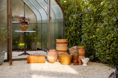 Preview: Clay pots in garden