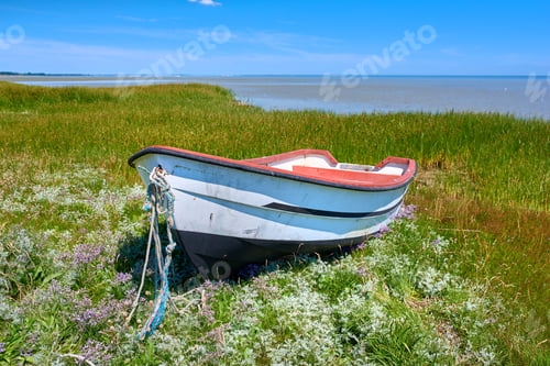 Preview: Boat on coast in early spring