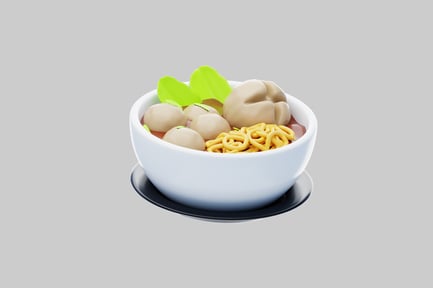 Preview: Cartoon noodles with meatballs bowl