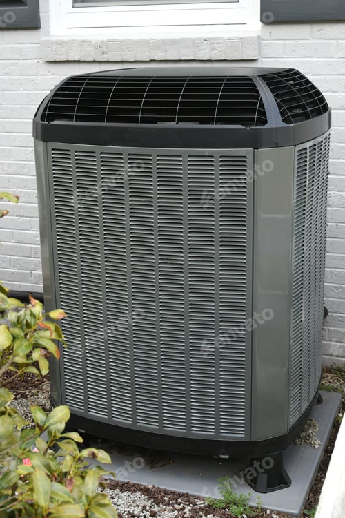 Preview: High efficiency quiet outdoor HVAC heating and cooling unit. generic, logos removed