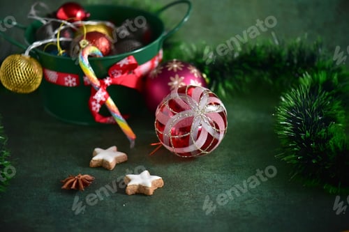 Preview: Christmas decoration on green surface