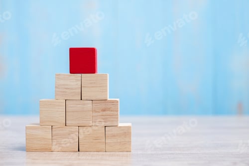 Preview: wooden block on table background, Business growth concept