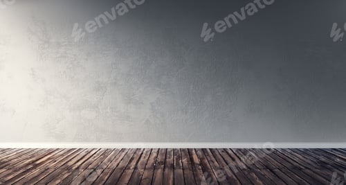 Preview: Grey Wall and Brown Wooden Floor Background