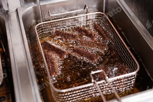Preview: Croutons, pieces of bread are fried in a large amount of oil, deep-fried.