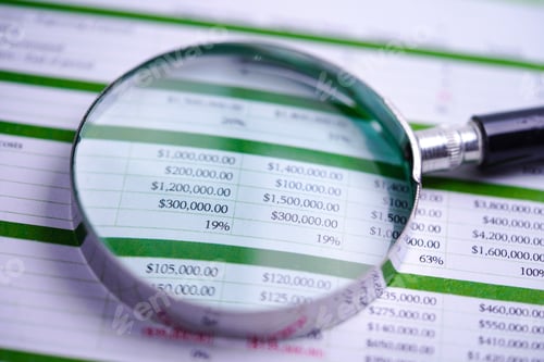 Preview: Spreadsheet table paper with pencil. Finance development, Banking Account