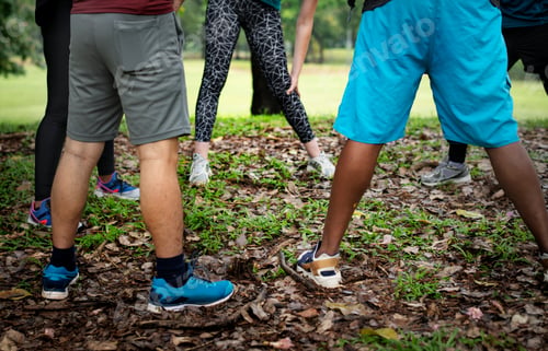 Preview: Group of diverse athletes stretching together