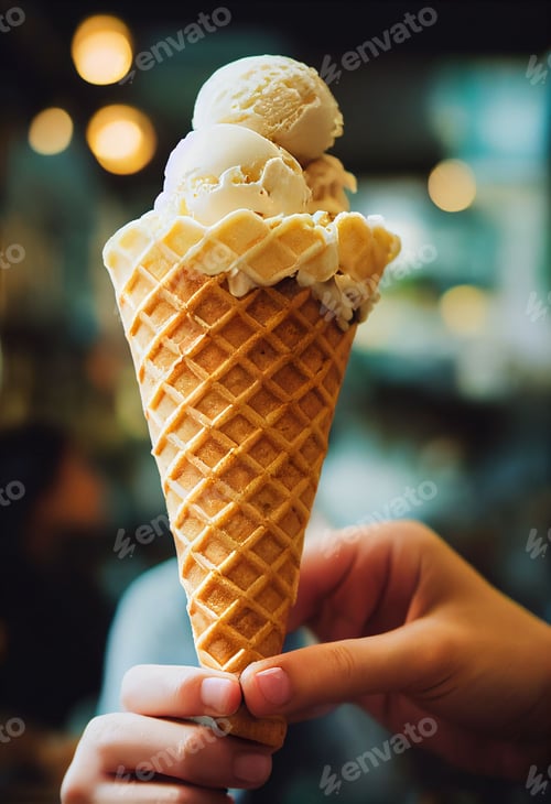 Preview: Vertical 3D illustration of a vanilla ice cream