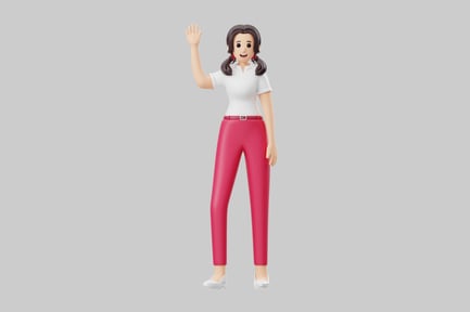 Preview: Cartoon woman waving gesture