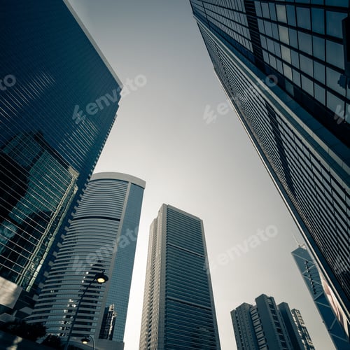 Preview: Futuristic cityscape with skyscrapers. Hong Kong