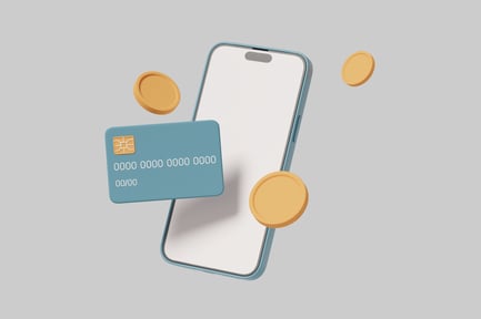 Preview: Credit card and cell phone with gold coins