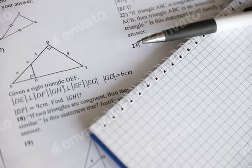 Preview: Handwriting of geometrical tasks on examination, practice, quiz or test in geometry class