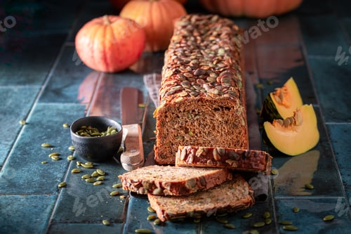 Preview: Tasty pumpkin bread baked in home bakery.