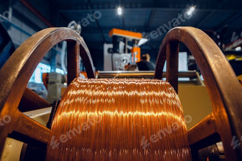 Preview: Production of copper wire, cable in reels at factory. Cable factory