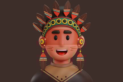 Preview: Person wearing a headdress with feathers.