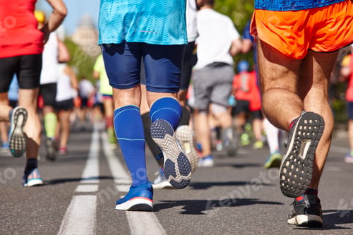 Preview: Marathon runners on the street. Healthy lifestyle. Athletes