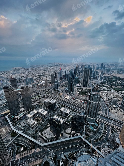 Preview: Skyscrapers in the city during evening and night lights