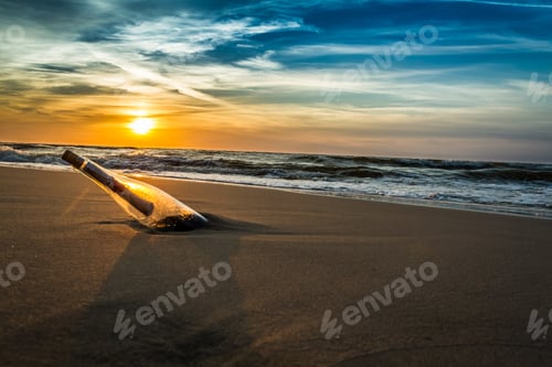 Preview: Message in a bottle on a sea shore