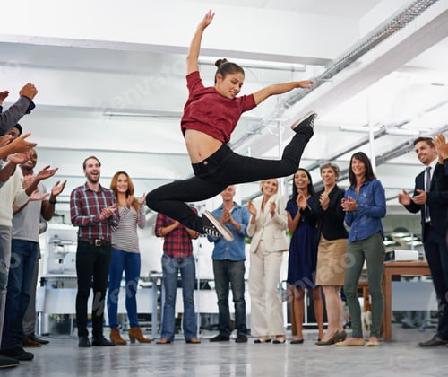 Preview: Work hard and have fun. Cropped shot of an office party with people dancing and having a good time.