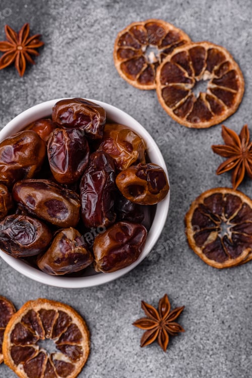Preview: Dried sweet dates, natural tropical fruits for a healthy diet. Dried dates