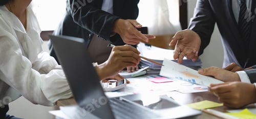 Preview: Business People Planning Strategy Analysis from financial document report, Office Concept