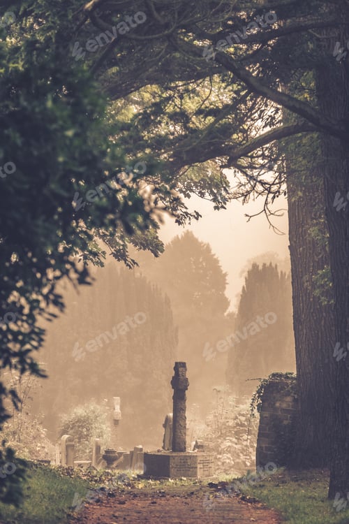 Preview: Old graves in a cemetery in England
