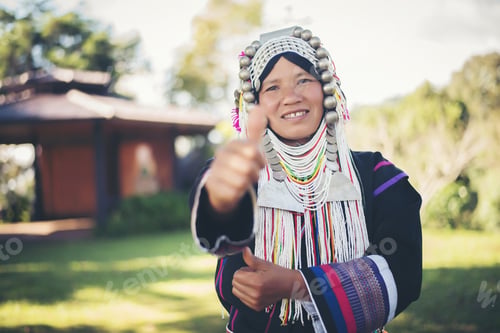 Preview: woman Hill tribe hmong hilltribe in beautiful costume dress