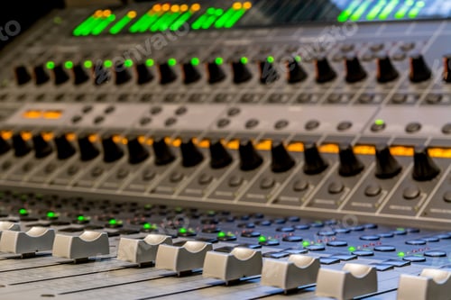 Preview: Closeup shot of buttons on a soundboard monitor