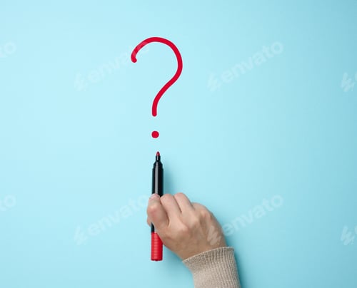 Preview: Hand drawn question mark with a red marker