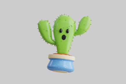 Preview: Cartoon cactus with blue pot